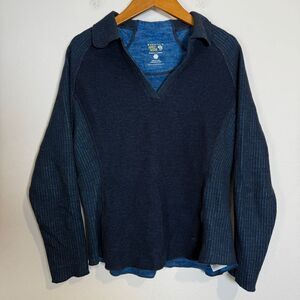 Mountain Hardwear Pullover Wool Blend V-neck Long Sleeve Top Sweater Blue Size M